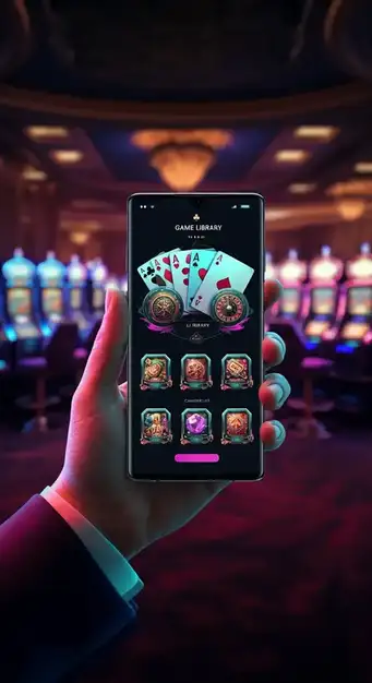 Overzicht van mobiel geoptimaliseerde casinospellen bij Blitz Casino, met dice slots en live dealer tafels op een smartphone en tablet.